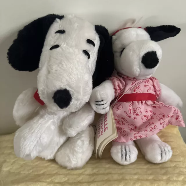 Vintage 1960s Peanuts - Snoopy & His Sister Belle Original Tags Plush Valentines