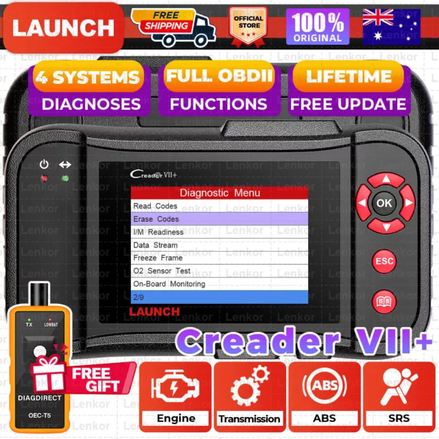 LAUNCH X431 Creader VII+ EOBD OBD2 Scanner Engine ABS SRS Diagnostic Scan Tool