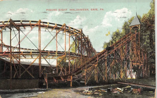 ERIE Pennsylvania postcard Erie County Waldameer roller coaster amusement park
