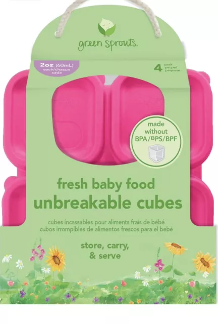 Green Sprouts - Baby food storage, Freezer Cubes, 4 Cubes  Store, Carry, Serve