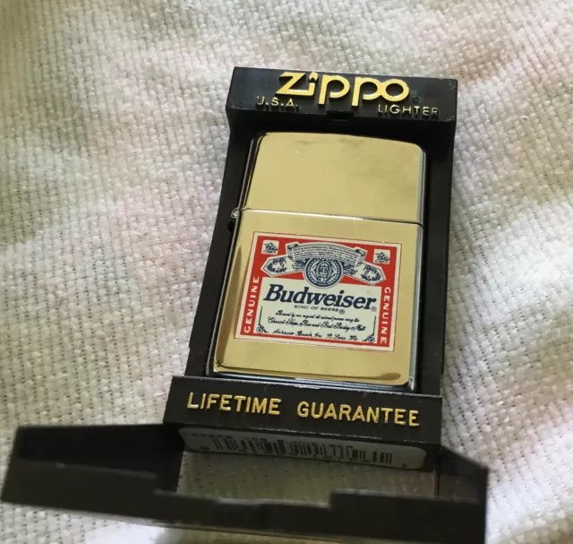 Zippo lighter 1995 Budweiser Beer Perfect Condition in Case! Not Fired!