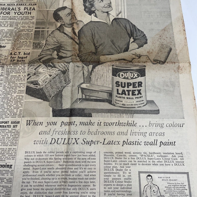 ORIGINAL VINTAGE NEWSPAPER Advertisement Dulux Paint Clipping Retro Plastic EUR 6,49 PicClick DE