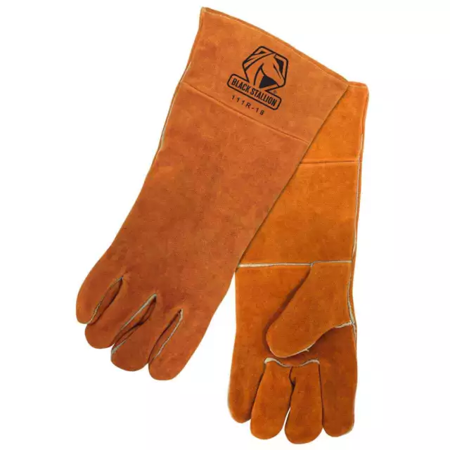 Black Stallion 111R-18 18" Orange Split Cowhide Welding Gloves Medium