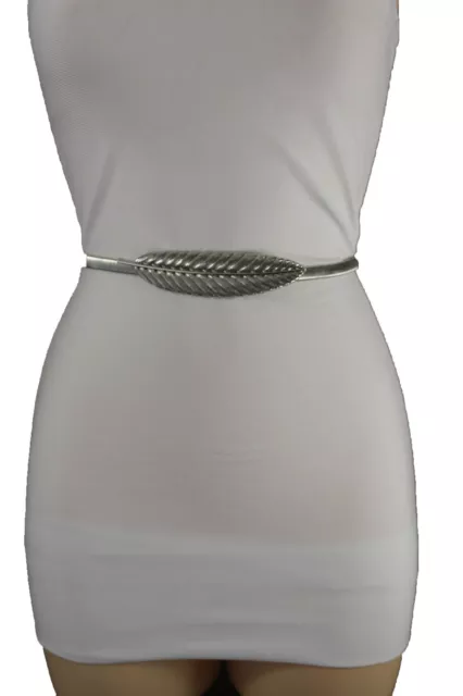 Mujeres Cadera Metal Plateado Informal Elegante Moda Correa Venda Elástica Hoja