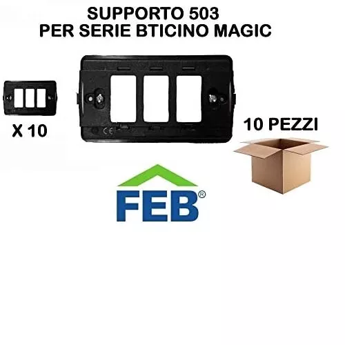 Supporto 3 Moduli Nuova Feb 2603 Per Serie Magic 503R Bticino - Confezione 10 Pe