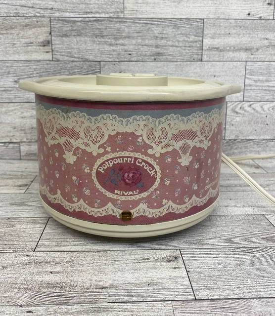‘87 VINTAGE RIVAL Potpourri Crock Electric Simmering Pot Pink & White