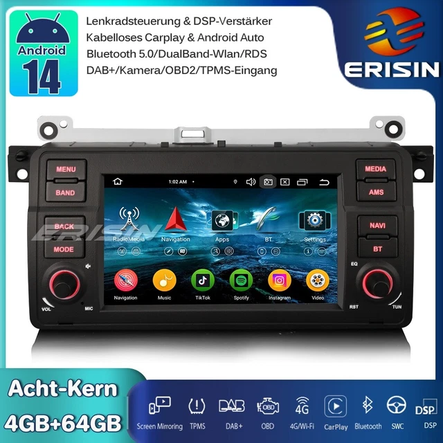 Erisin Autoradio Android 14 8.8'' Per BMW Serie 3 E46, Rover 75, MG ZT - GPS, CarPlay Wireless, DSP, 8-core 4+64GB - 3