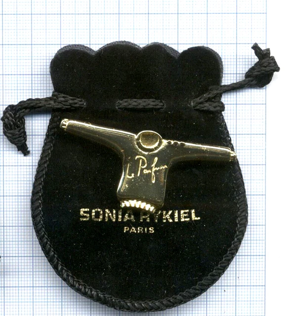 Vintage SONIA RYKIEL PARIS Flagrance Luxury Gold ""Sweater-over"" Pin's