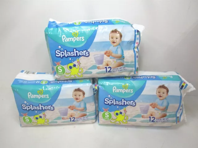 Pampers Sz-S (13-24 Lbs) Pampers Splashers Disposable Swim Pants 12ct - Lot of 3