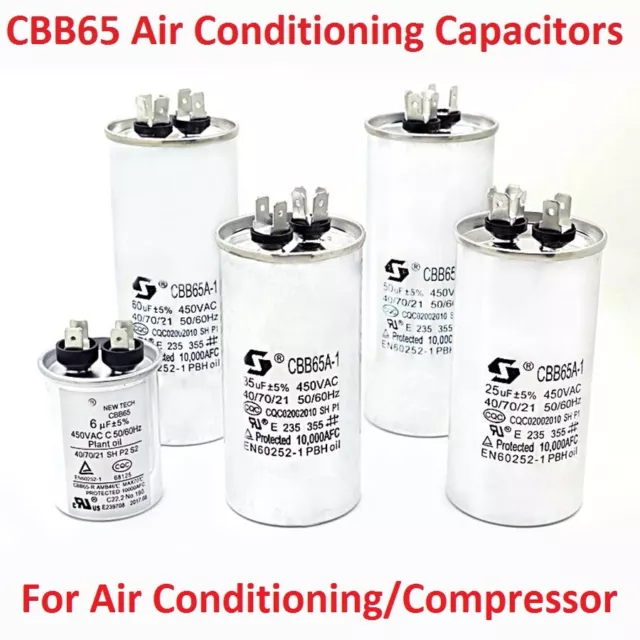 450VAC CBB65 Air Conditioning/Compressor Start Run Capacitors 50/60Hz 5uF -100uF