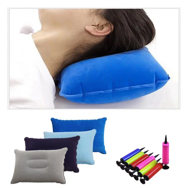 Air-Pillow Inflatable Cushion Portable Head Rest Compact Travel Camping EK