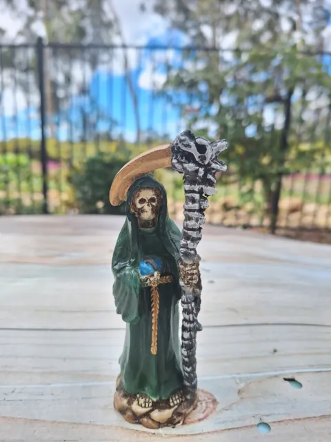 Santa Muerte Bendesida Color Green 5.5" Verde - Grim Reaper - Holy Death