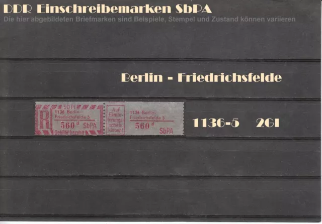 DDR R-Zettel SbPA Einschreibemarken Berlin-Friedrichsfelde 1136 postfrisch **LOT