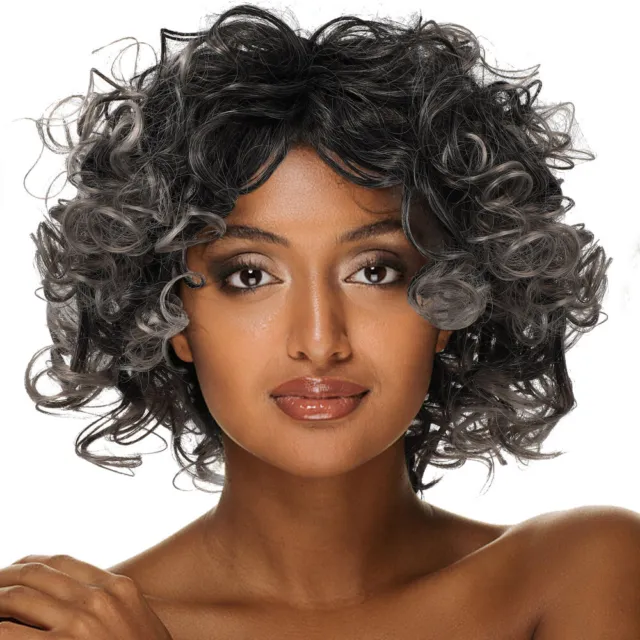 Curly African American Wigs Human Hair Short Afro Synthetic