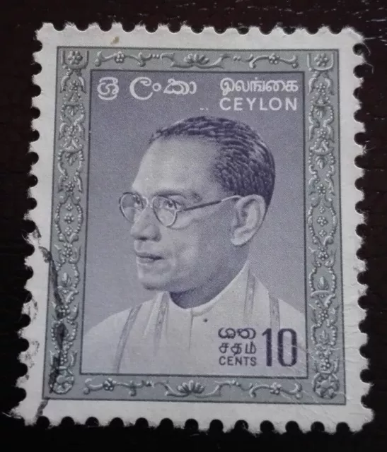 Ceylon:1964 Solomon Bandaranaike, 1899-1959 10 C. Francobollo da collezione.