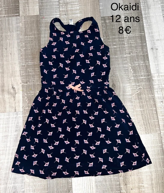 Robe En Jean Okaïdi Taille 10/12 Ans - Bleu, Style Chemisier, Genou, Occasion Très Bon état