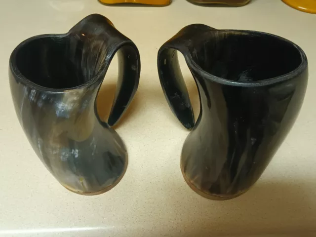 Norse Tradesman Viking Horn Mugs Steins X2