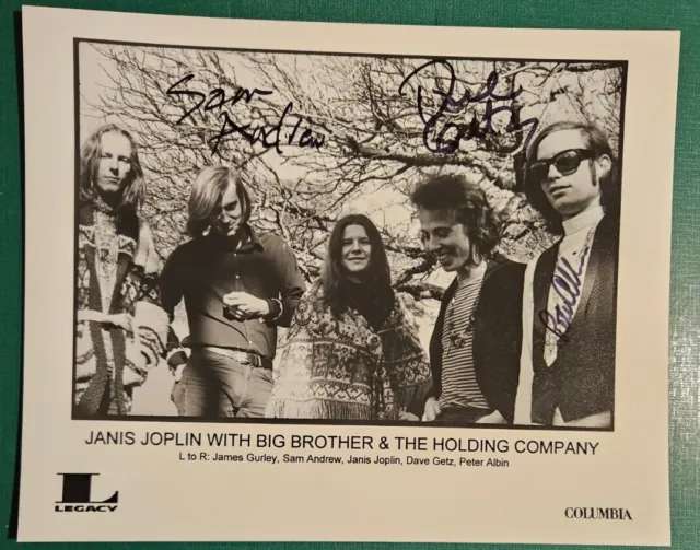 Big Brother & The Holding Company Hand Signed B&W Photo 8"x10" Janis Joplin
