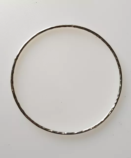 Handmade solid sterling silver bangle 7cm diameter 2mm wide