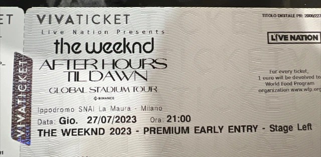Biglietto THE WEEKND - 27/07/2023 - Ippodromo Milano - PREMIUM EARLY ENTRY LEFT