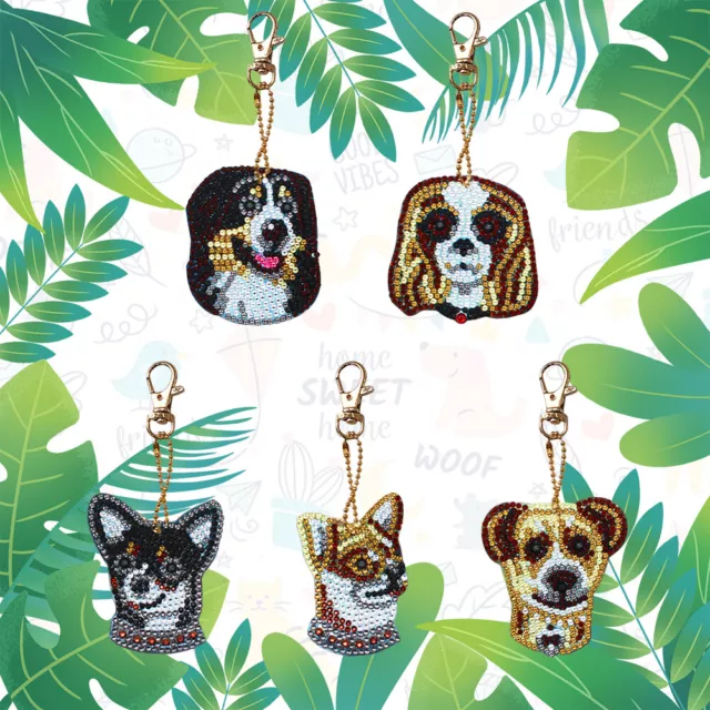 5PCS DOG SHAPE Key Chain DIY Diamond Painting Special Shape Full