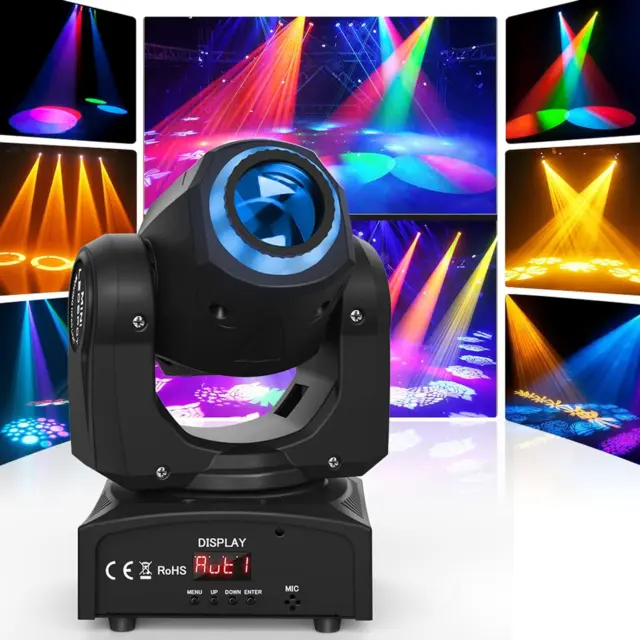 UKing 50W LED Moving Head, RGBW Stage Light DMX 512 with LED Ring Rainbow Effect