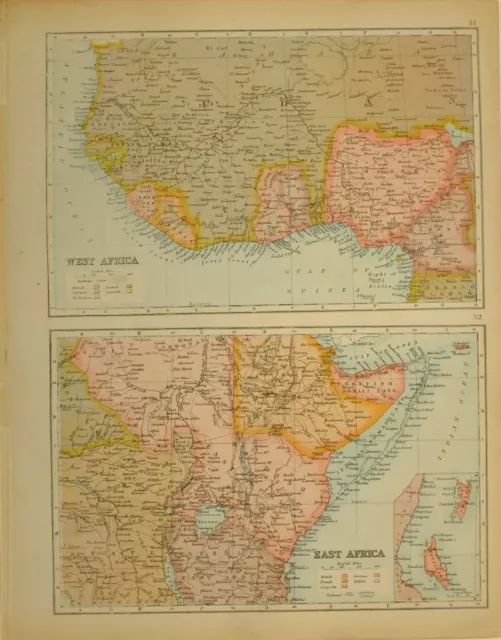 1897 Antique Map West Africa Sierra Leone ~ East Africa European Possesions