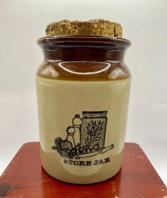 Vintage Pottery StonewareStorage Jar with Cork Pearsons of Chesterfield, England