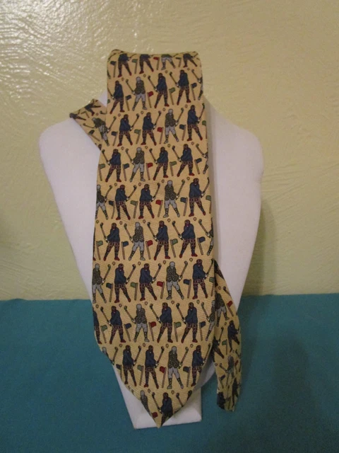 BD Baggies Golf Themed Tie The Original 100% Silk 4" Wide 57.5" Long Yellow