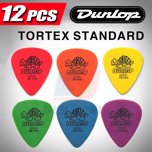 12 X New Jim Dunlop Tortex Standard MIXED Guitar Picks Starter Set Beginners AU