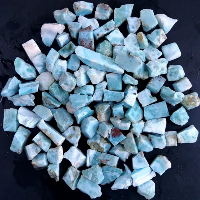 100Pcs 1013Cts Natural Blue Larimar Raw Rough Gemstone Unpolished Lot 12mm #2435