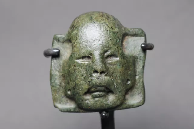 Pre Columbian Olmec Serpentine Pectoral Bead