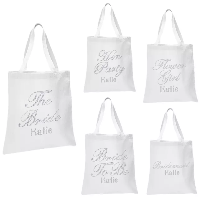 Personalised WHITE Bridal TOTE bag Luxury Girl's Storage Shoe hen party gift bag