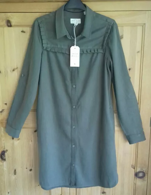 BNWT *Gorgeous* JACK WILLS/ UK10/ length 92cm/ Olive Shirt Dress/ cost £74.95