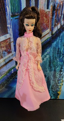 VTG Barbie Clone Pink w/ Silver metallic Threads  GOWN Tagged HONG KONG