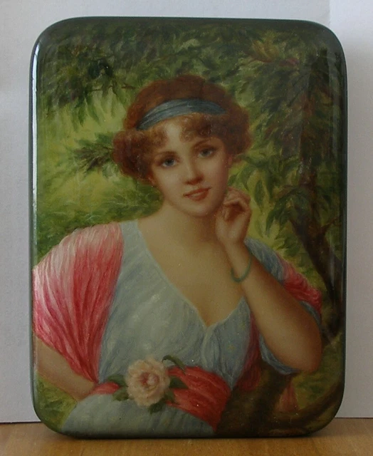 RUSSISCHE MINIATURMALEREI!DOSE &amp;EINE sommerliche Rose&amp;quot; nach Emile ...