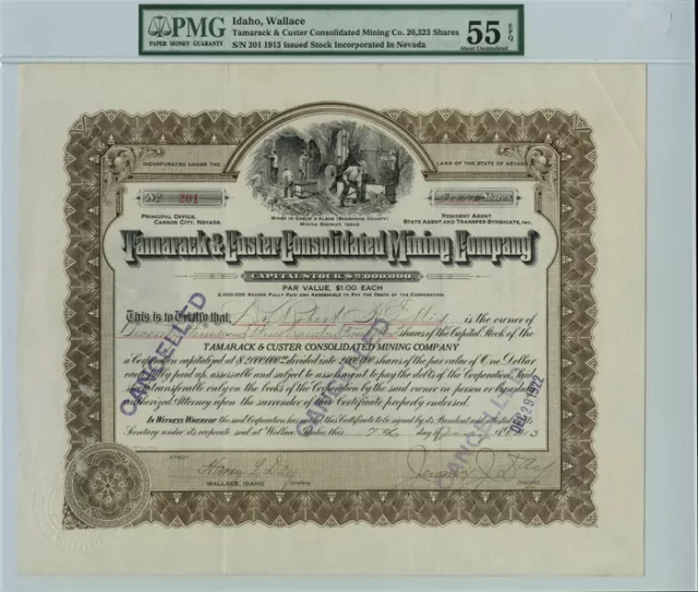 Tamarack and Custer Consolidated Mining Co. - Mining Stock Certificate - Mining