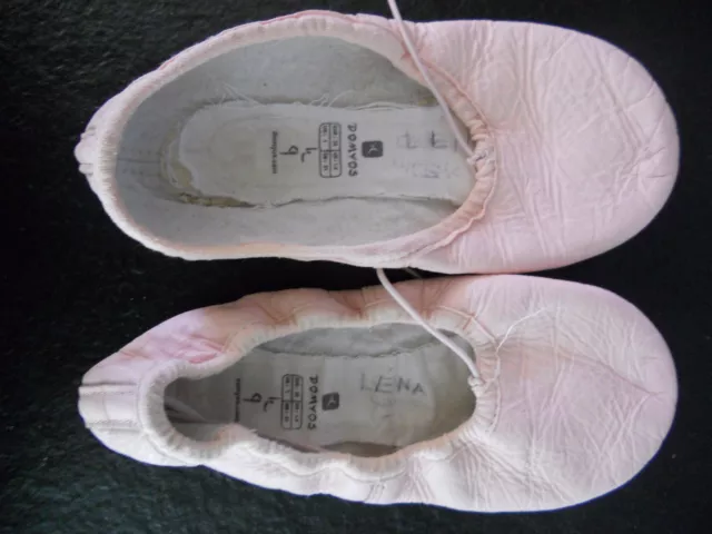 chaussons de danse demi-pointes en cuir rose P33