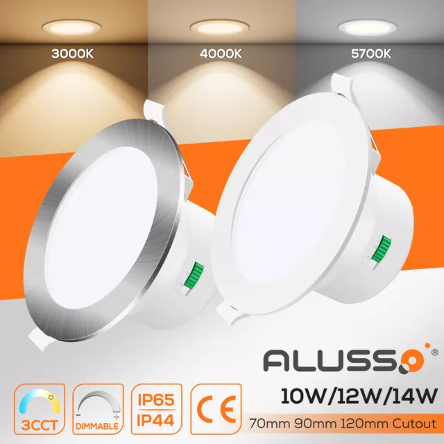 IP65/IP44 Recessed LED Ceiling Light CCT Dimmable 10W 12W 14W Spot Downlights UK