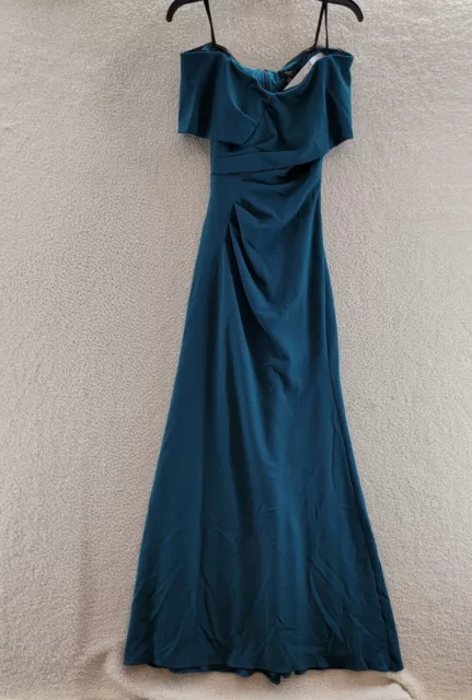 AQUA Formal Off The Shoulder Gown Dress Women's 0 Azure Back-zip Cuff Wrap S/S~