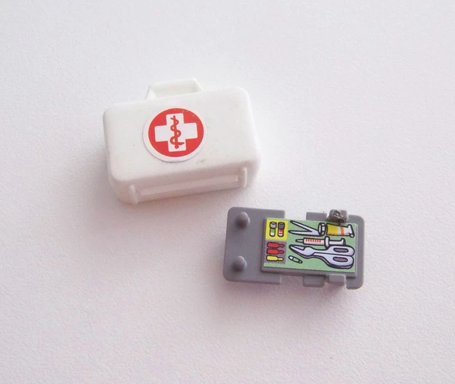 PLAYMOBIL FIGURINE MÉDICALE blanche/bleue valise ambulance hôpital EUR