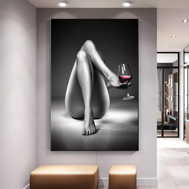 Canvas Prints Art Sexy Women Legs Red Wine Glass Painting Canvas Painting Poster