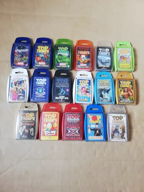 Top Trumps Card Game Marvel Everton Military jet Olympic Footie Large Selection