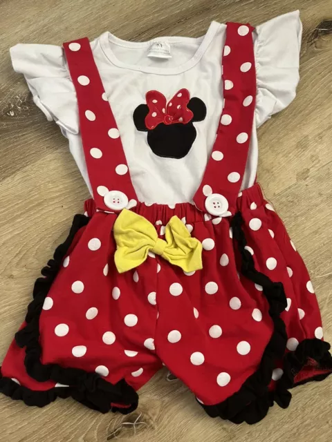 Toddler girls 4t Minnie Mouse Disney Ruffle Shortall Romper 2 Piece Set
