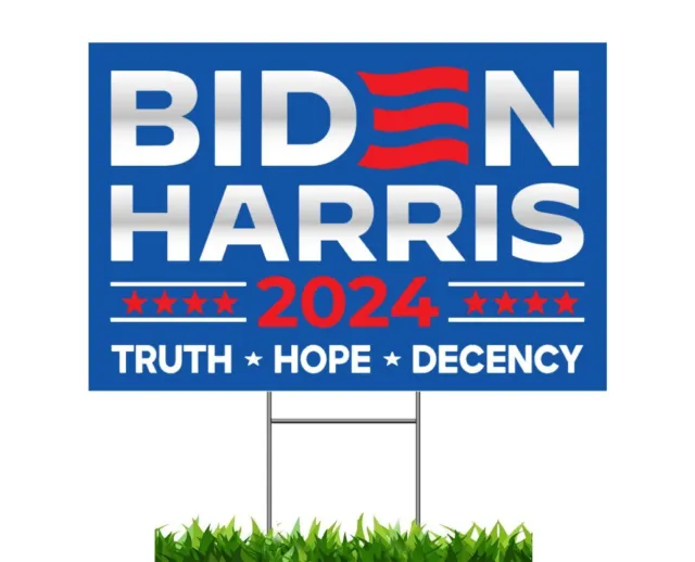 Biden Harris 2024 Yard Lawn Home Sign 12"x18" with FREE Metal Stake US Made