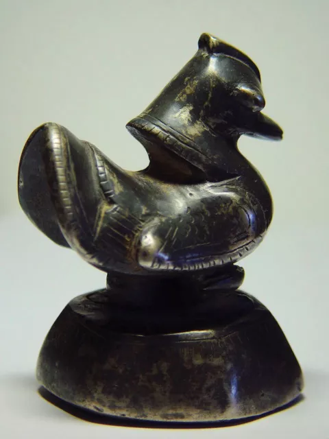ANTIQUE BURMESE "SILVER BRONZE" AQUATIC HINTA BIRD OPIUM WEIGHT 1,021g. 18th C. 2