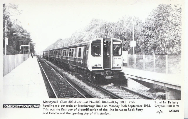 Bromborough Rake RAIL TRANSPORT POSTCARD - Merseyrail - 3 Car Unit No.508 at Bromborough ...
