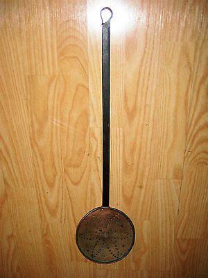 Antique Wrought Iron Blacksmith Hand Forged Copper Ladle Star Pattern