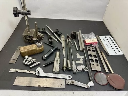 MACHINIST BOX LOT 1 Magnetic Bases Calipers Saws 2" Standard Punch Edge Finder
