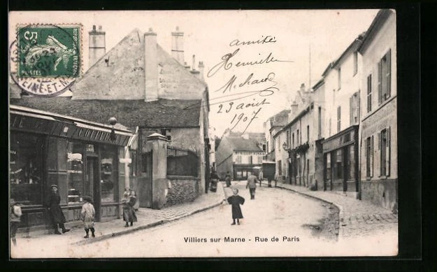 CPA Villiers-sur-Marne, Rue de Paris 1907